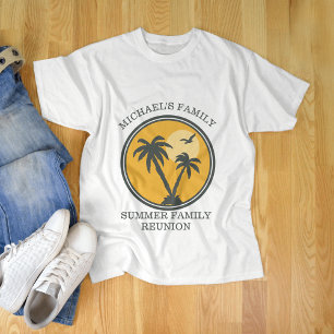 T-shirt Réunion en famille Summer Sunset Beach Palmier