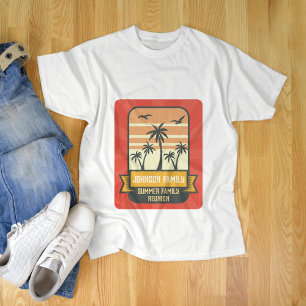 T-shirt Réunion en famille Summer Sunset Beach Palmier