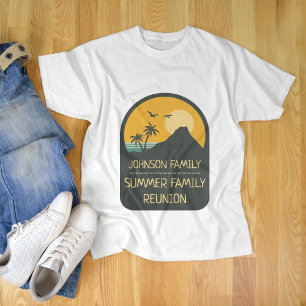 T-shirt Réunion en famille Summer Sunset Beach Palmier