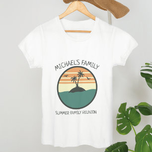 T-shirt Réunion en famille Summer Sunset Beach Palmier