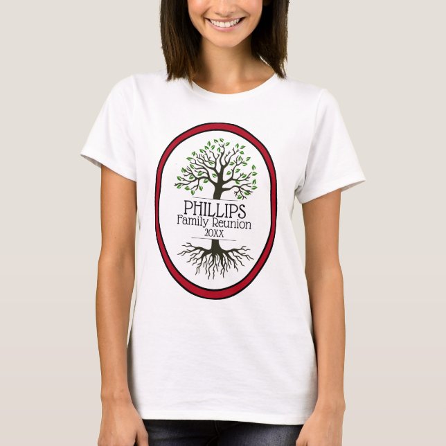 T-shirt Réunion familiale de l'arbre généalogique rouge fo (Devant)
