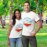 T-shirt Réunion familiale de pastèque<br><div class="desc">Prévoyez-vous une réunion de famille ? Ces tee-shirts joyeux sont décorés de pastèques aquarelles et d'un ciel bleu. Facilement personnalisable pour tous les membres de votre famille. Aquarelle originale © Michele Davies.</div>