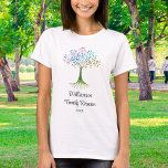 T-shirt Réunion familiale personnalisée<br><div class="desc">Ce T-shirt familial unique est décoré d'un arbre de famille aquarelle et d'une typographie stylisée. Facile à personnaliser. En créant notre oeuvre,  vous ne trouverez pas cette image exacte d'autres créateurs. Aquarelle originale © Michele Davies.</div>