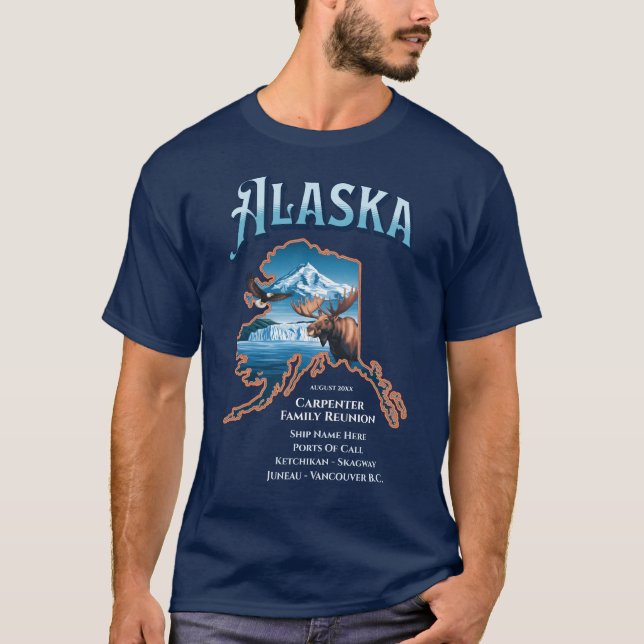 T-shirt Réunion personnalisée de croisière en Alaska (Devant)