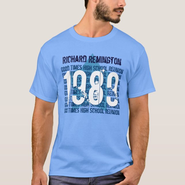 T-shirt Réunion scolaire de 25 ans ÉTOILE V14A de 1989 ou (Devant)
