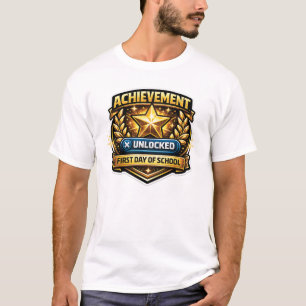 T-shirt Réussite Débloquée Premier Jour d'École Joueur