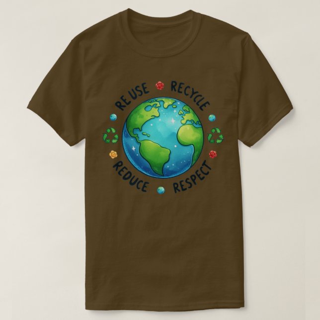 T-shirt Réutiliser le respect du recyclage Réduire (Design devant)
