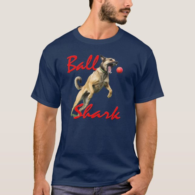 T-shirt Rev fait sur commande Malinois Ball Shark (Devant)