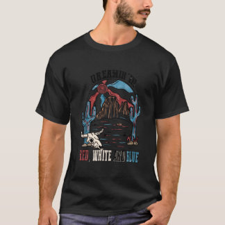 T-shirt Rêve américain de l'Ouest 4 juillet rouge blanc et