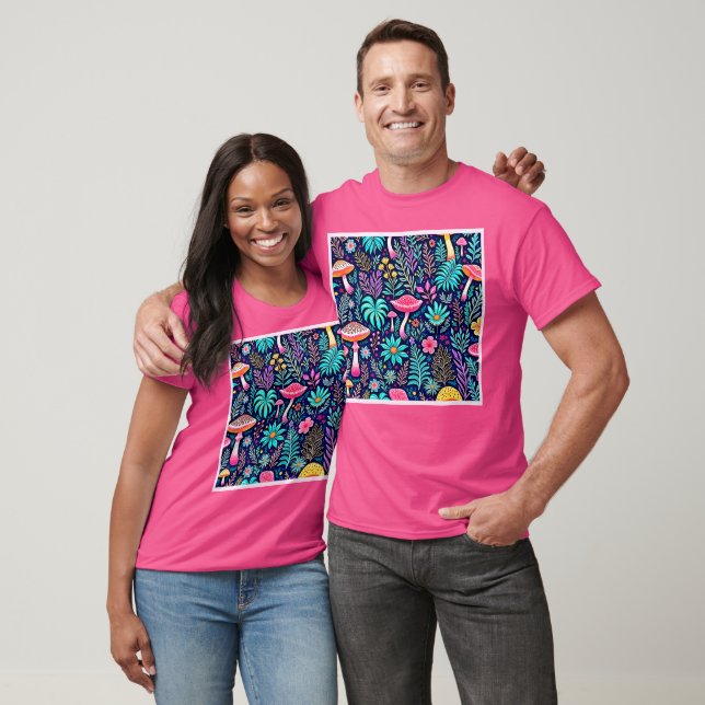 T-shirt Rêve de forêt de champignons psychédélique néon (Unisexe)