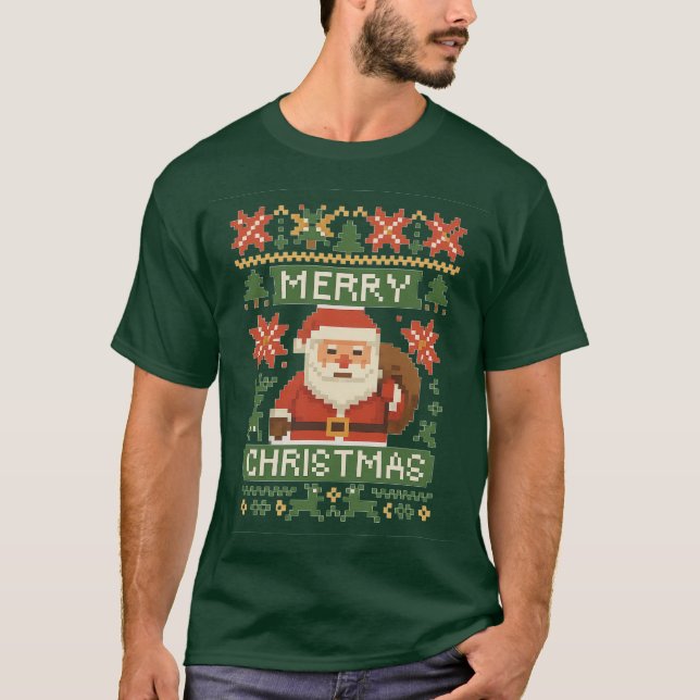 T-shirt Rêve de Noël en pixels (Devant)