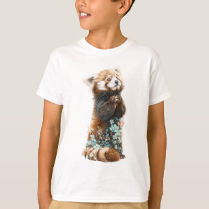 T-shirt Rêve de panda rouge floral pour enfants