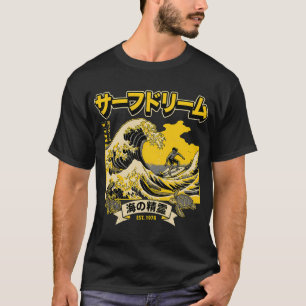 T-shirt Rêve de surf Esprit de mer - Vague japonaise jaune