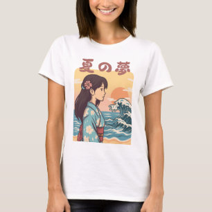 T-shirt Rêve d'été Fille de la Vague Japonaise