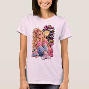 T-shirt Rêve Grand Travail Dur Reste Gentil Fille Blonde L