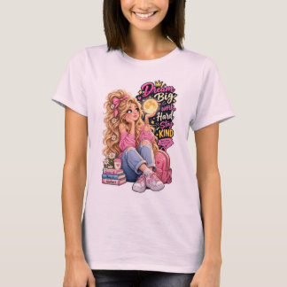 T-shirt Rêve Grand Travail Dur Reste Gentil Fille Blonde L