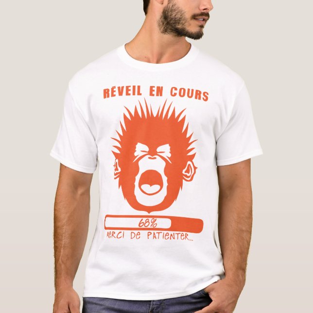 T-shirt reveil en cours singe baille decoiffe citation (Devant)