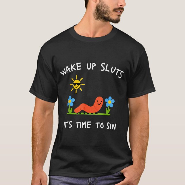T-shirt Réveille-toi, c'est l'heure de pécher (Devant)
