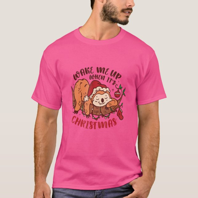 T-shirt Réveillez-Moi Quand C'Est Noël (Devant)