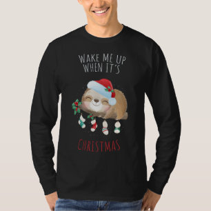 T-shirt Réveillez-moi quand c'est Noël mignon Sloth Snow G