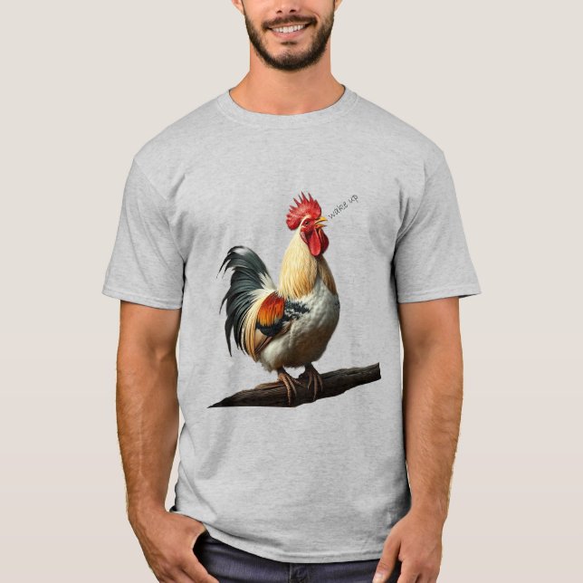 T-shirt Réveillez-vous Rooster amusant Croisant un avertis (Devant)