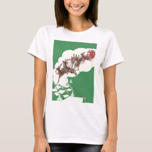 T-shirt Réveillon de Noël Vintage, Père Noël Rétro à Sleig