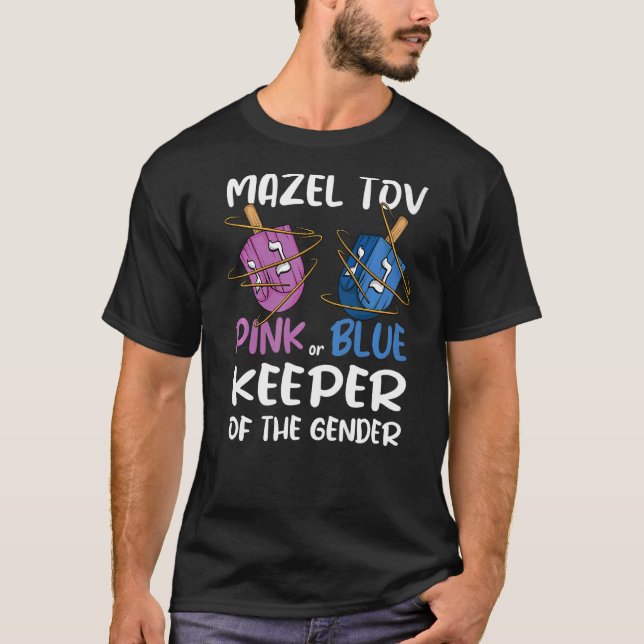T-shirt Révélation de genre Mazel Tov Dreidel Gardien juif (Devant)