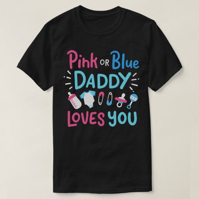 T-shirt Révéler le genre papa père rose ou bleu 3 (Design devant)