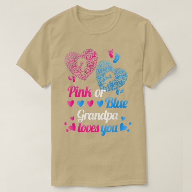 T-shirt Révéler Le Genre Rose Ou Bleu Grand-Père Vous Aime (Design devant)