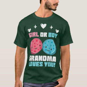 T-shirt Révéler Le Sexe Grand-Mère Vous Aime Maca Rose Et