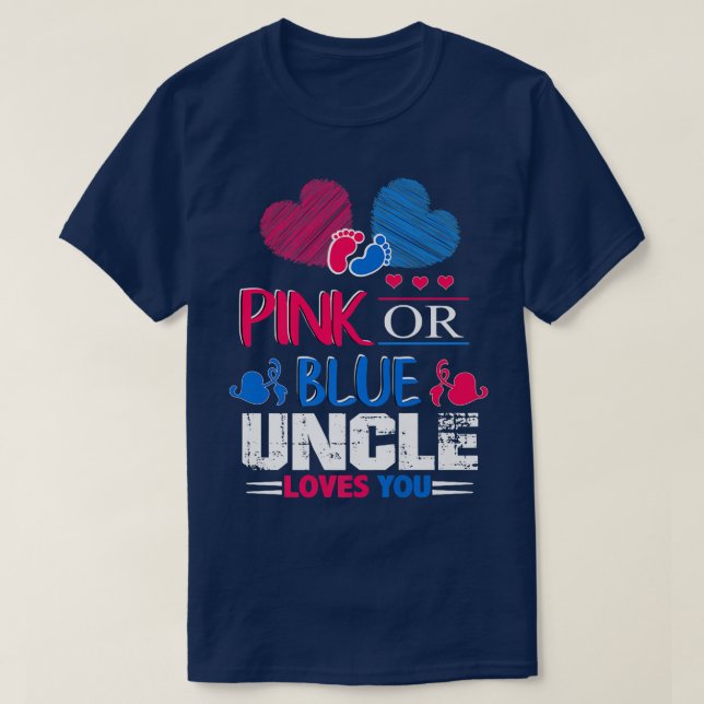 T-shirt Révéler Le Sexe Oncle Rose Ou Bleu Vous Aime (Design devant)