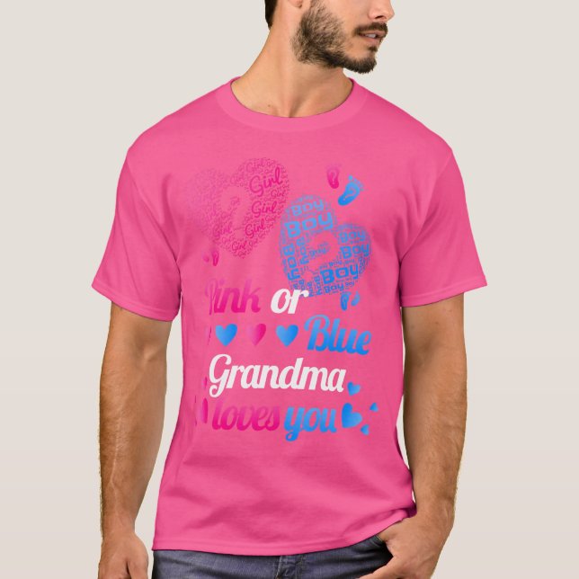 T-shirt Révéler Le Sexe Rose Ou Bleu Grand-Mère Vous Aime  (Devant)