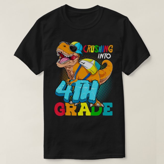 T-shirt Revenir À L'École En Dinosaure De 4E Année (Design devant)