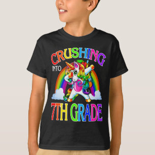 T-shirt Revenir À L'École En Passant À La 7E Année Unicorn