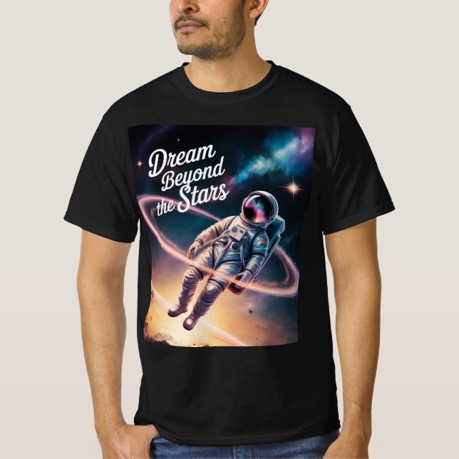 T-shirt Rêver au-delà des étoiles - L'astronaute flotte (Devant)