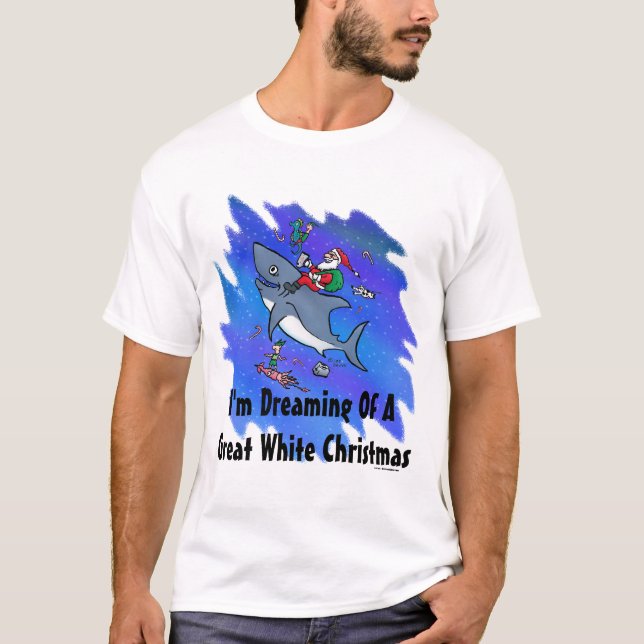 T-shirt Rêver D'Un Grand Noël De Requin Blanc (Devant)