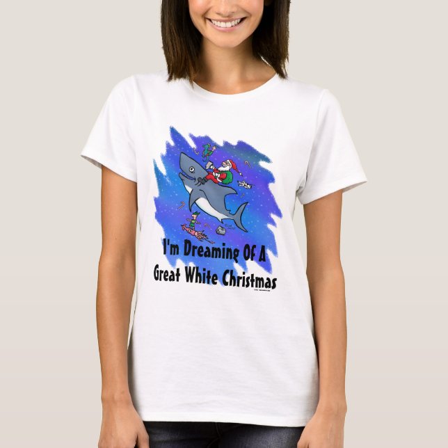 T-shirt Rêver D'Un Grand Noël De Requin Blanc (Devant)