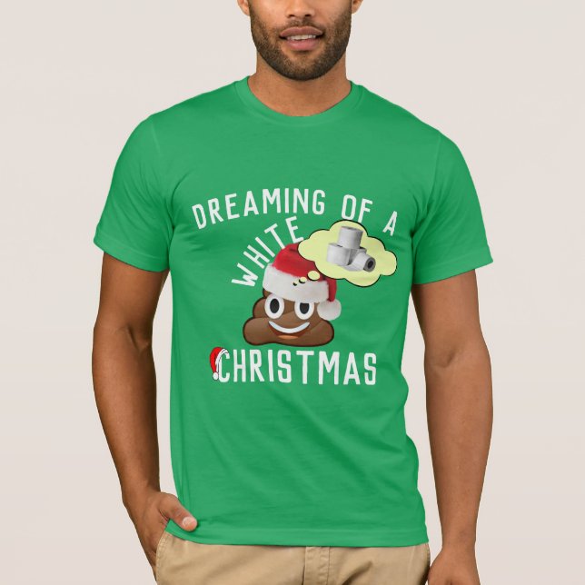 T-shirt Rêver d'un Noël blanc amusant Poop Emoji Tee (Devant)