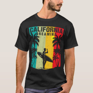 T-shirt Rêverie californienne hommes femmes surfant plage