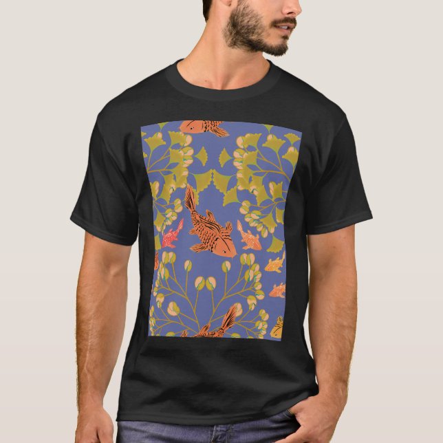 T-shirt Rêves de carpes koï dorées & gingko (Devant)
