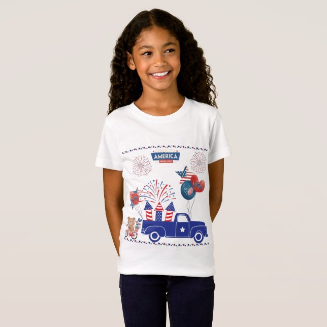 T-Shirt Rêves de feu d'artifice de liberté blanc (Devant entier)