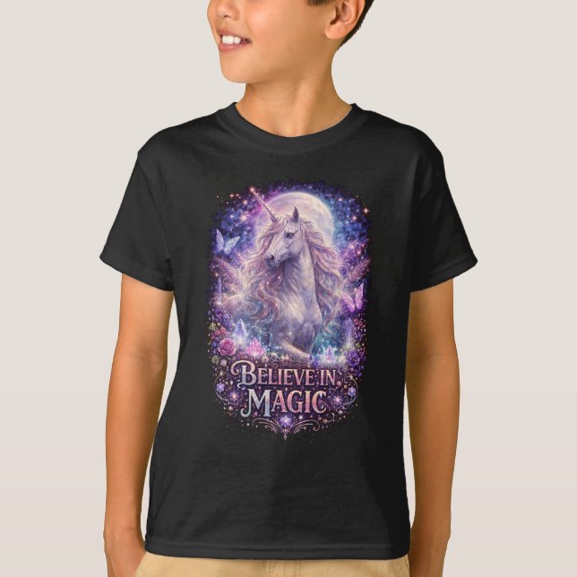 T-shirt Rêves de licorne au clair de lune (Devant)