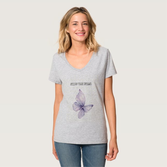 T-shirt Rêves de papillon lavande (Devant entier)