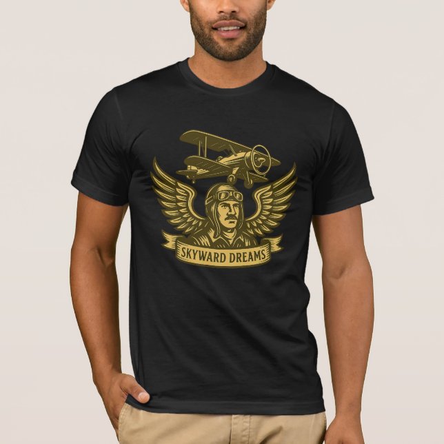 T-shirt Rêves Skyward - Emblème Biplane Vintage (Devant)