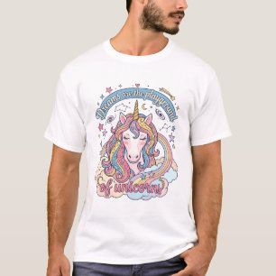 T-shirt Rêves Sont Terrain De Jeu Licorne Arc-En-Ciel Nuag