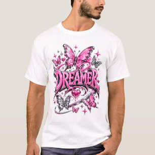 T-shirt Rêveur Y2K Chrome Liquide Rose 