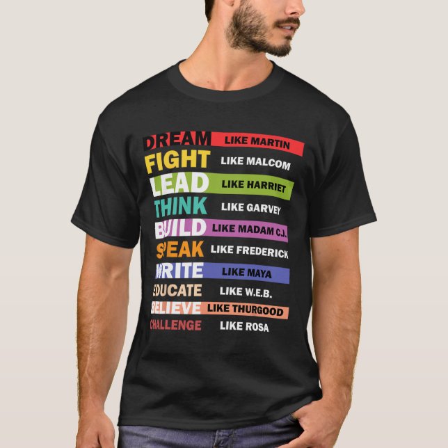 T-shirt Rêvez comme Martin, dirigez comme Harriet Histoire (Devant)
