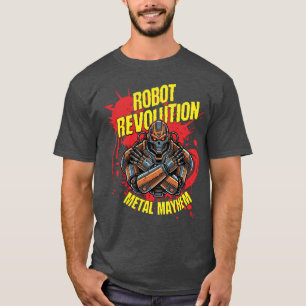 T-shirt Révolution de Robot Metal Mayhem Art de Crâne Cybe