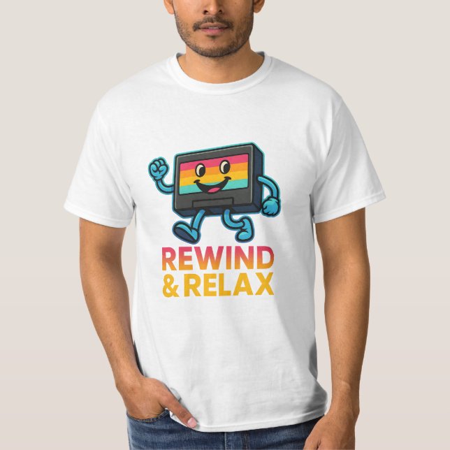 T-shirt Rewind & Relax – Retro VHS Vibes (Devant)
