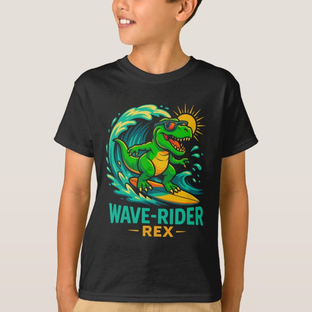 T-shirt Rex cavalier de vague Dinosaure drôle de surf T-re (Devant)
